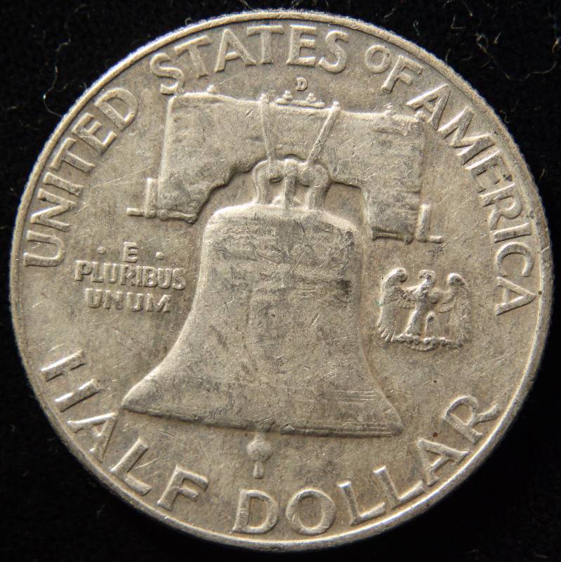 1958-D FRANKLIN SILVER HALF DOLLAR VF