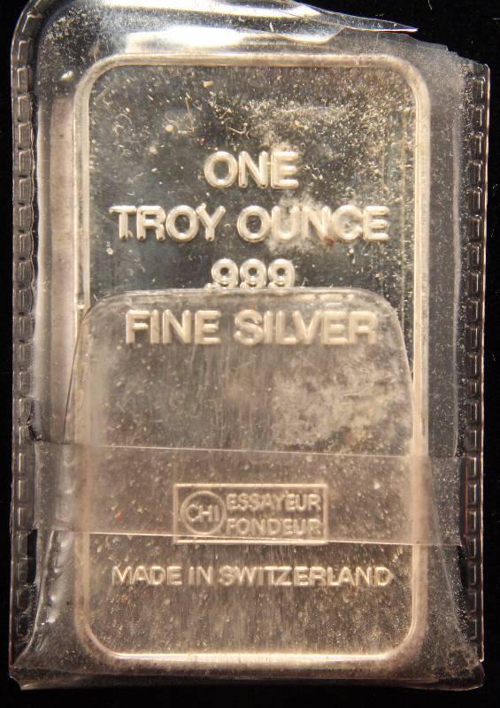 1 TROY OZ. .999 FINE SILVER BAR MOTORCYCLE CHI SWITZERLAND