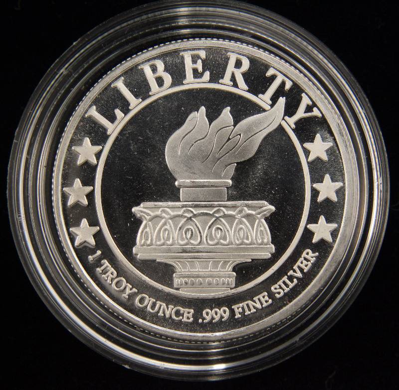 1 TROY OZ. .999 FINE SILVER LIBERTY SILVER IN AIRTITE HOLDER