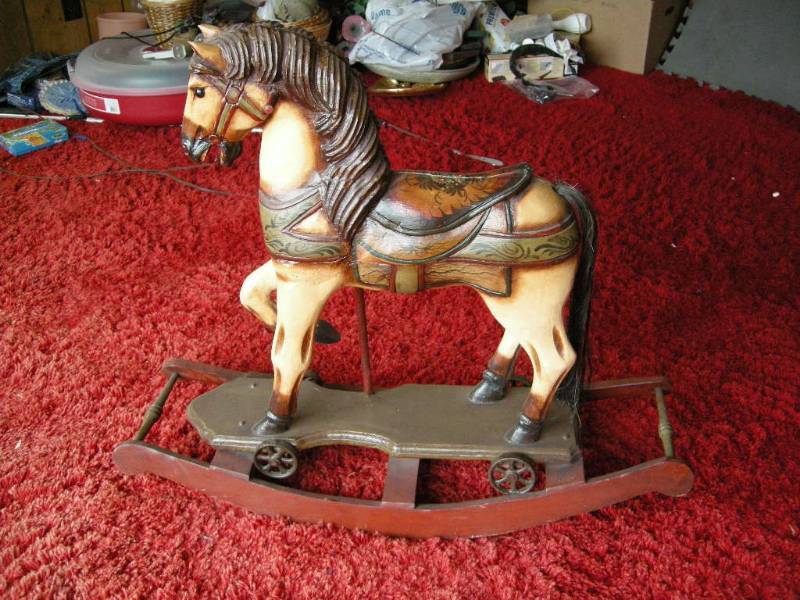 lot 143 image: Antique Look Childs Riding Horse