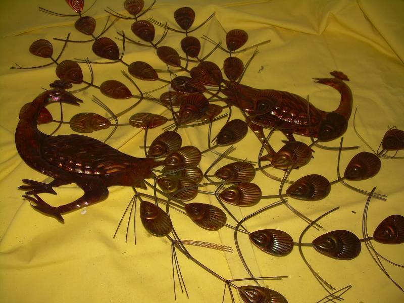 2 VINTAGE PEACOCK WALL HANGINGS