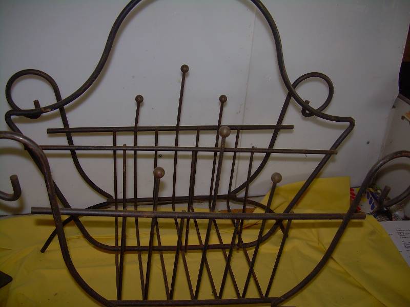 ANTIQUE IRON MAGAZINE RACK