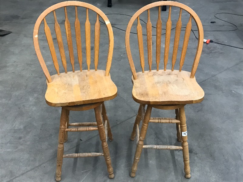 lot 47 image: Pair Of Swivel-Top Bar Stools ...