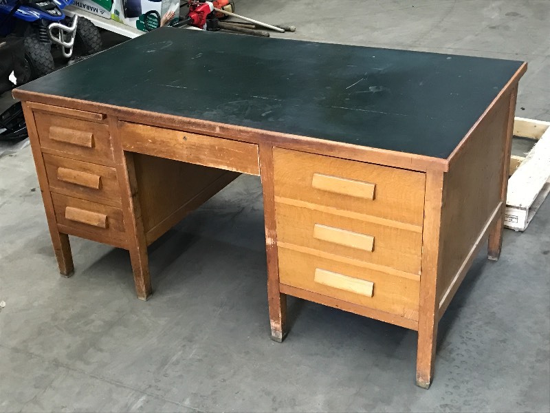 lot 58 image: Vintage Wooden Desk With In-Lay Top...