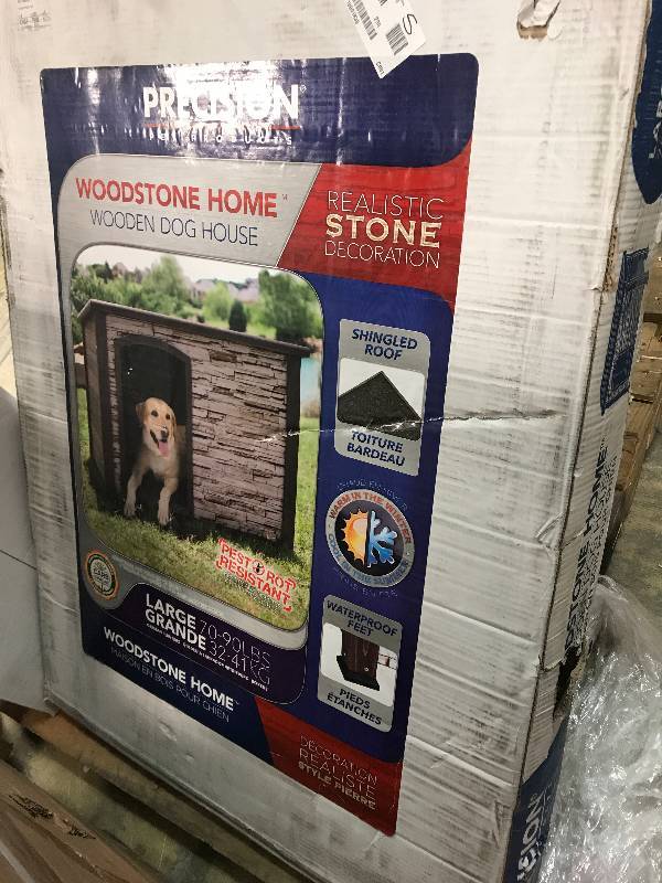 lot 5 image: Precision Pet Products Woodstone Rustic Creek Flagstone Doghouse - Large