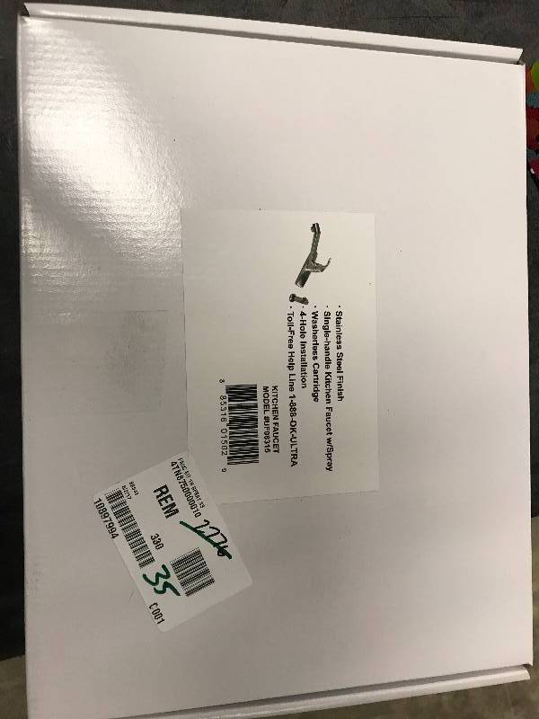 lot 35 image: Ultra Faucets 1-Handle Faucet - Stainless Steel