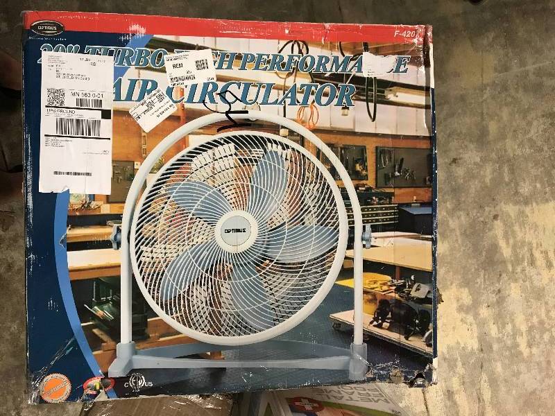 lot 54 image: Optimus 20 Turbo High-Performance FanAir Circulator - WhiteGray
