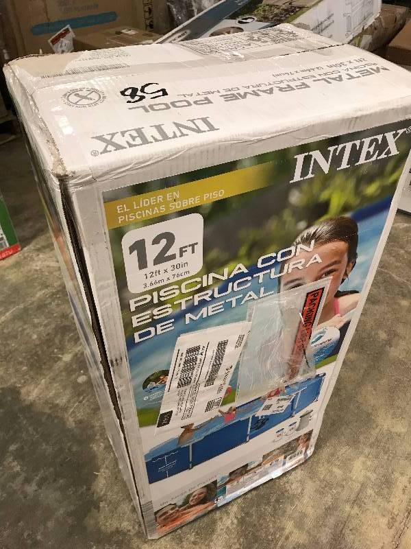 lot 58 image: Intex 12 x 30 Round Metal-Frame Pool - Blue