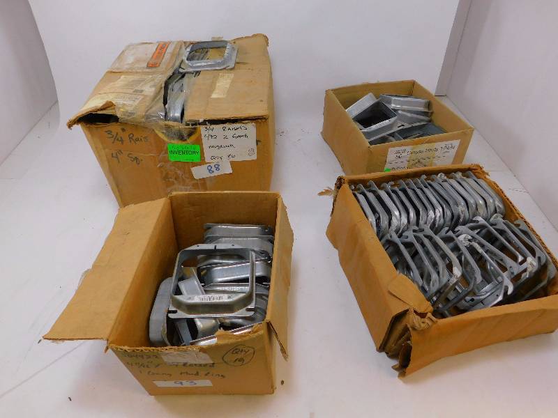 lot 28 image: Lot of 4 Square 2 Gang 34 Raised Mud Rings