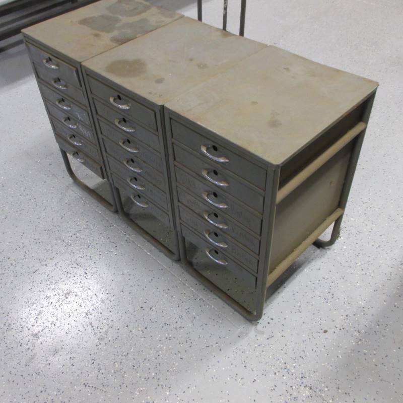 lot 27 image: (3) 6 Drawer Metal Storage Cabinets