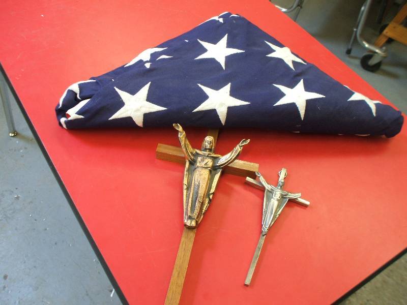 AMERICAN FLAG AND CRUCIFIXES