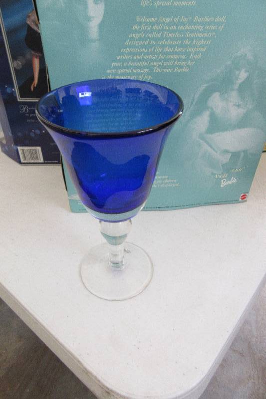 lot 73 image: 11, Cobalt and Cranberry Goblets