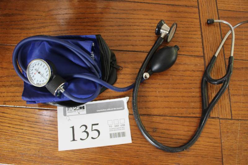lot 135 image: Lot of (2) Medical Equipment - Stethescope, Blood Pressure Cuff