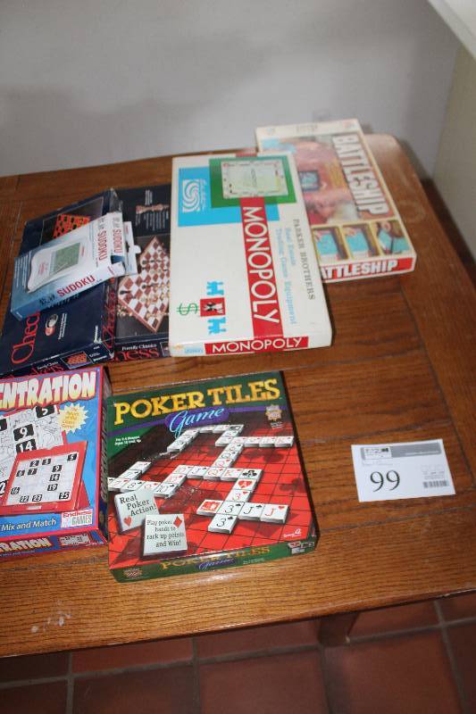 lot 99 image: Vintage Board Games Includes Monopoly, Poker, Concentration, Battleship