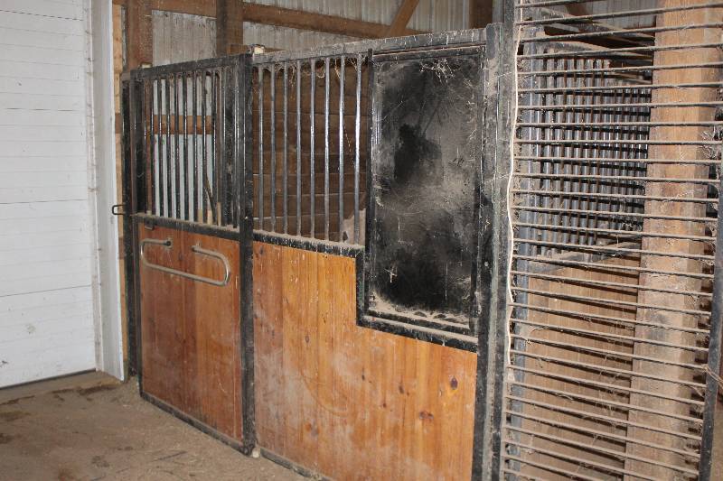 lot 33A image: Discription Change Lot of (8) Wood Horse Stalls