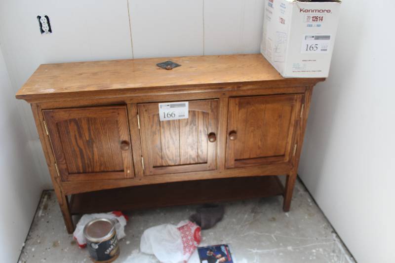 lot 166 image: 3-Door 2-Shelf Wood Buffet