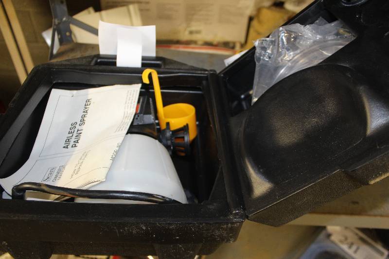 lot 239 image: Sears Airless Paint Sprayer w Accessories, Carry Case, Owners Manual