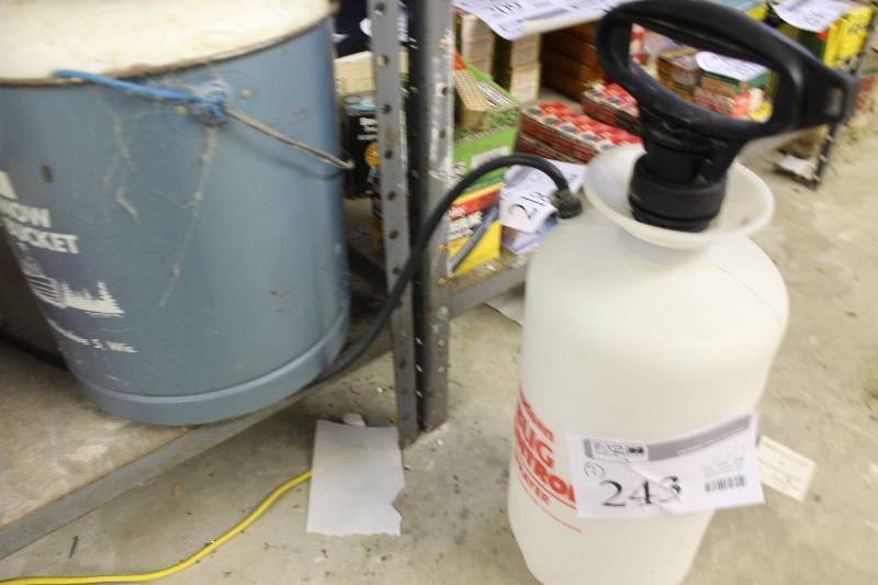 lot 243 image: Lot of (2) Frabilite Minnow Bucket, Hudsen Bug Control Sprayer
