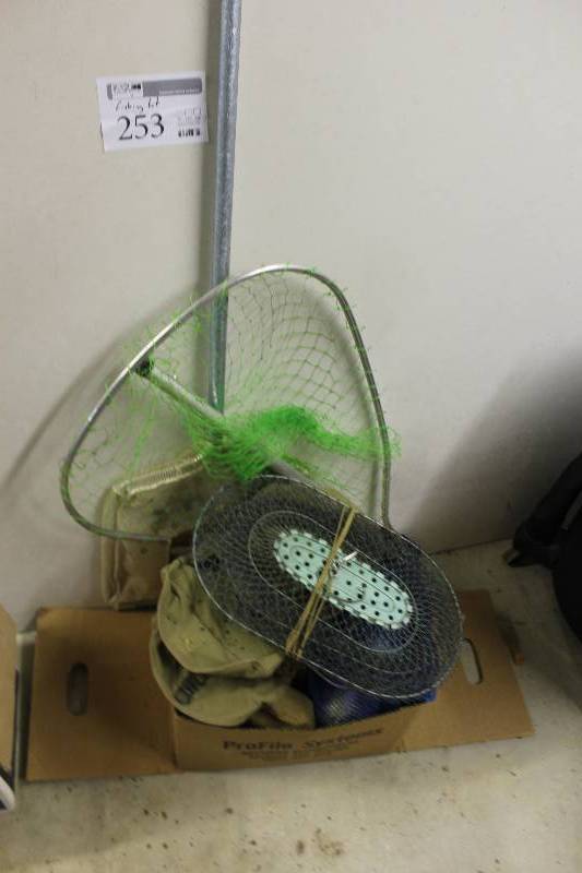 lot 253 image: Fishing Equipment Includes Fishing Net, Reels, Lures, Misc Gear