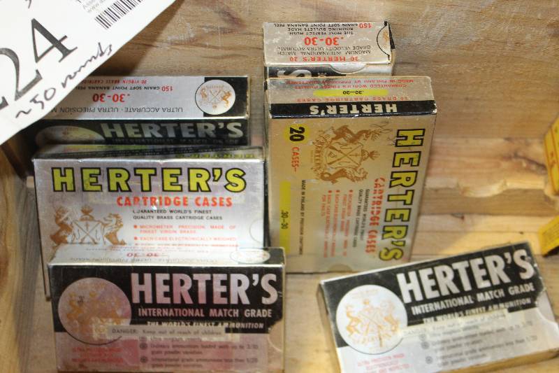 lot 224 image: Lot of (6) Boxes of Herters .30-30 Ammo Approximately 50 Rounds