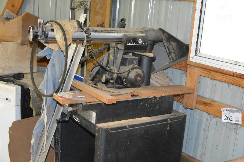 lot 263 image: Craftsman 10in. Radial Arm Table Saw w Dust Collection Model 113.2944