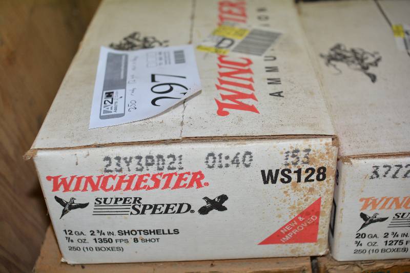 lot 297 image: Winchester 250 Rounds 12-Gauge Shotgun Shells Model WS128 78oz., 1350 fps, 8-Shot New In Box