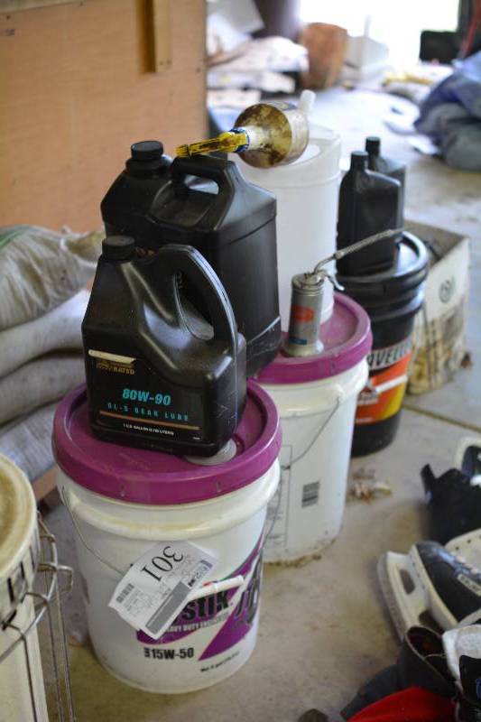 lot 301 image: Lot of (11) Various Chemicals - Hydraulic Fluid, Oil, Lights