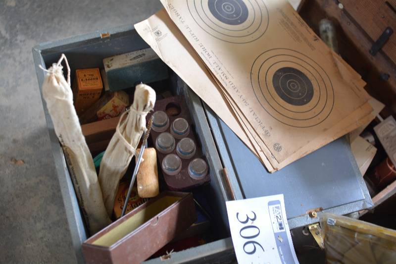lot 306 image: Paper Targets, Shooting Box, Field Jacket, Tape Measure, And More