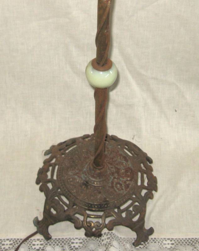 lot 23 image: Vintage Cast Iron Base Floor Lamp & Wooden Floor Lamp