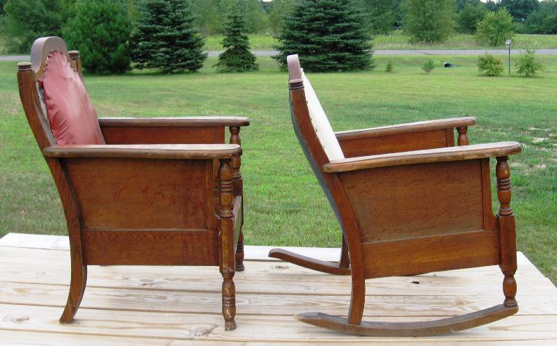 lot 20 image: Vintage Mission Style Chair & Rocker