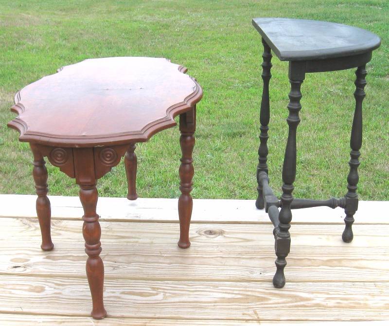lot 26 image: Vintage, Black Demi Console Table & Decorative Coffee Table