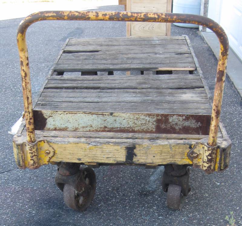 lot 51 image: Old, Canadian Railway Cart with Cast Iron Wheels