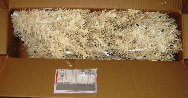 lot 71 image: 4 White, Indiana Spruce Christmas Tree with Multi-Colored Lights in Original Box