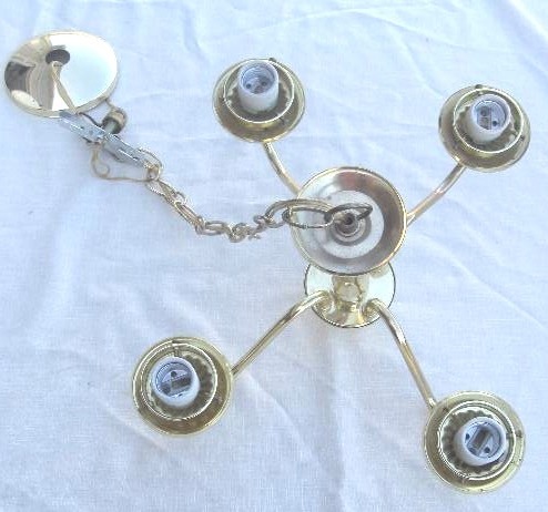 lot 22 image: Vintage Hanging Ball Light & Brass Hanging Chandelier (Missing Globes)
