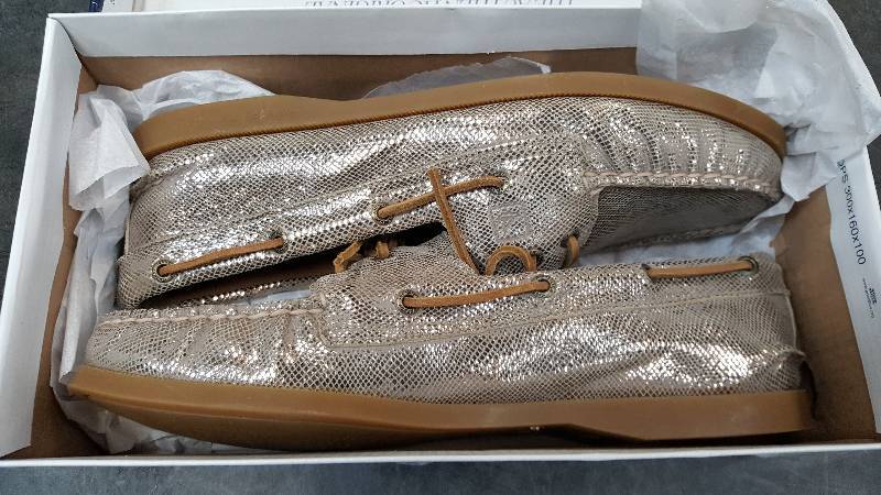 Womens Sperry AO 2-Eye METALLIC PYTHON Bronze Moccasin  Moccasins - 10