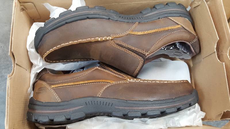 Mens Sketchers  Skechers Braver-Linares moc toe slip-on Brown Shoe  Shoes - 10 WIDE