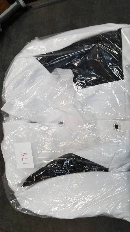 GMI Plus Hi Lo Peplum suit White-Black 22W