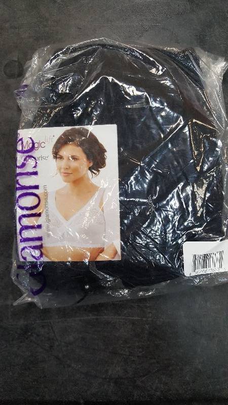 Glamorise Embroidered Full Fig Black Bra - 44 D