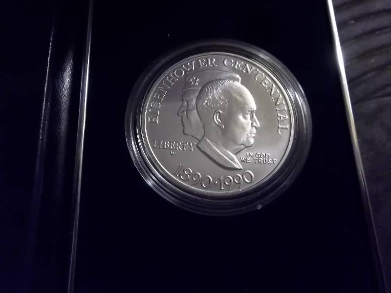 US Eisenhower Centennial Silver Dollar With Case & COA