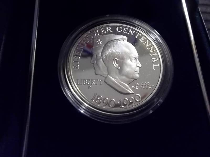 US Eisenhower Centennial Silver Dollar Proof With Case & COA