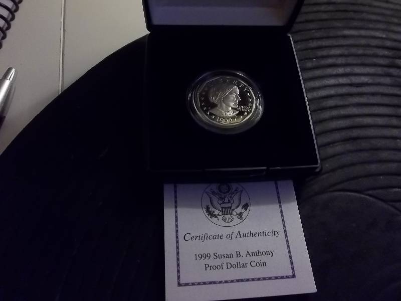 1999 Susan B. Anthony Proof Dollar Coin (The Only Proof SBA Ever Struck) In Original Case & COA