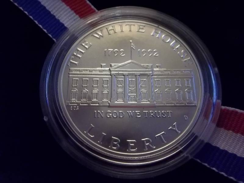 1992 White House 200th Year Anniversary Unc Silver Dollar In Case & COA