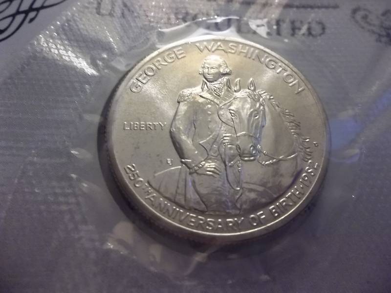 George Washington 250th Anniversary Commemorative Half Dollar 99.93 Fine Silver Unc 12 Oz.