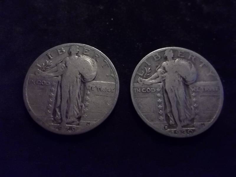 1929, 1930 S Standing Liberty Quarters (In XF 1930 S Values  $25.00)