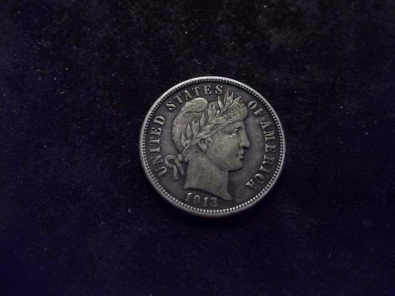 1913 Barber Dime In XF