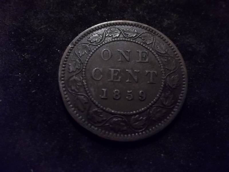 1859 Canadian Large Cent (2nd Year Of Canadian Coin Minting)