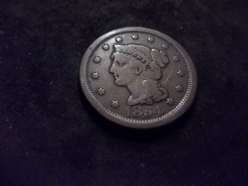 1854 Large Cent In VF