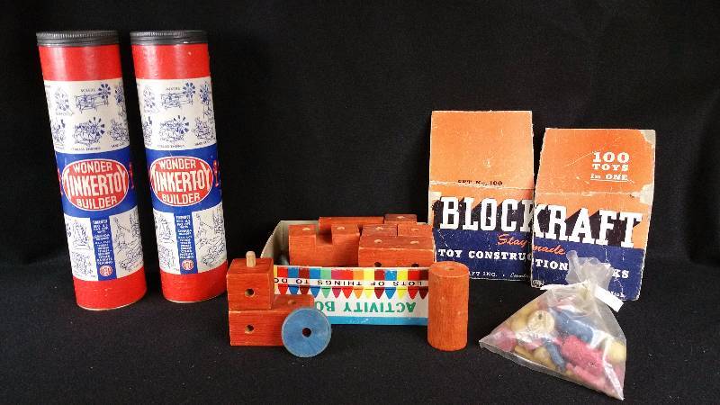 lot 65 image: Tinkertoys, Blockraft, other Wooden Toys