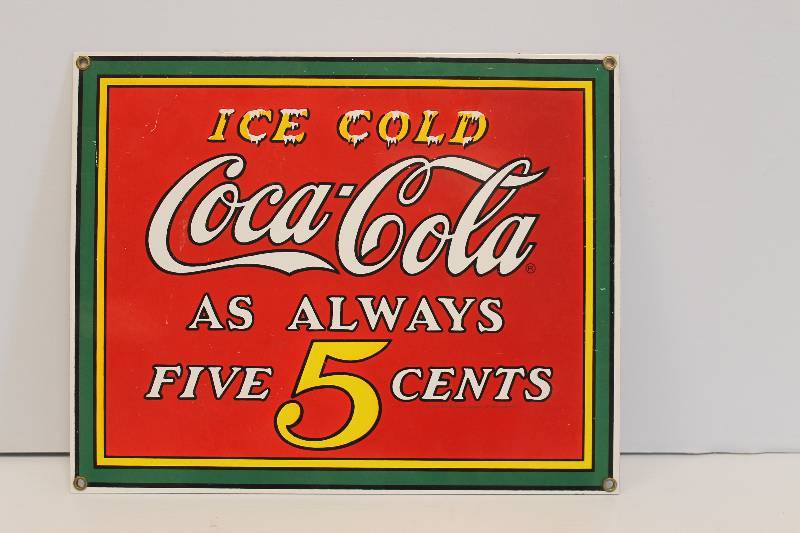lot 29 image: Coca Cola 5 Cents Always Sign