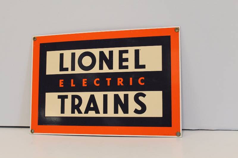 lot 31 image: Lionel Electric Trains Porcelain Sign